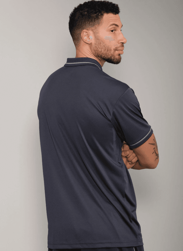 RS Men's Performance Court Polo - Striped Collar (Navy / Court Green)