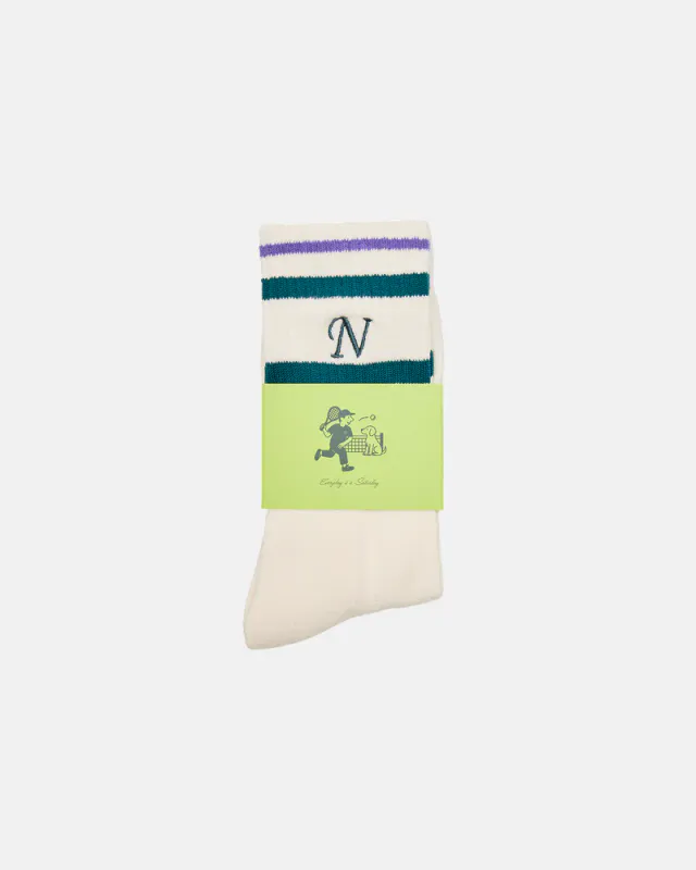 Nibbi Racquet Socks One Size (Off White / Green)